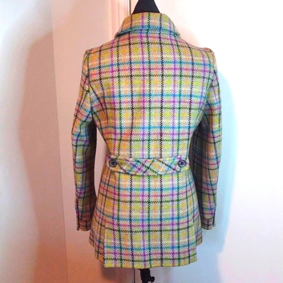 Coach 1941 Colorful Checked Wool Tattersall Pea Coat Size M - Picture 4 of 8